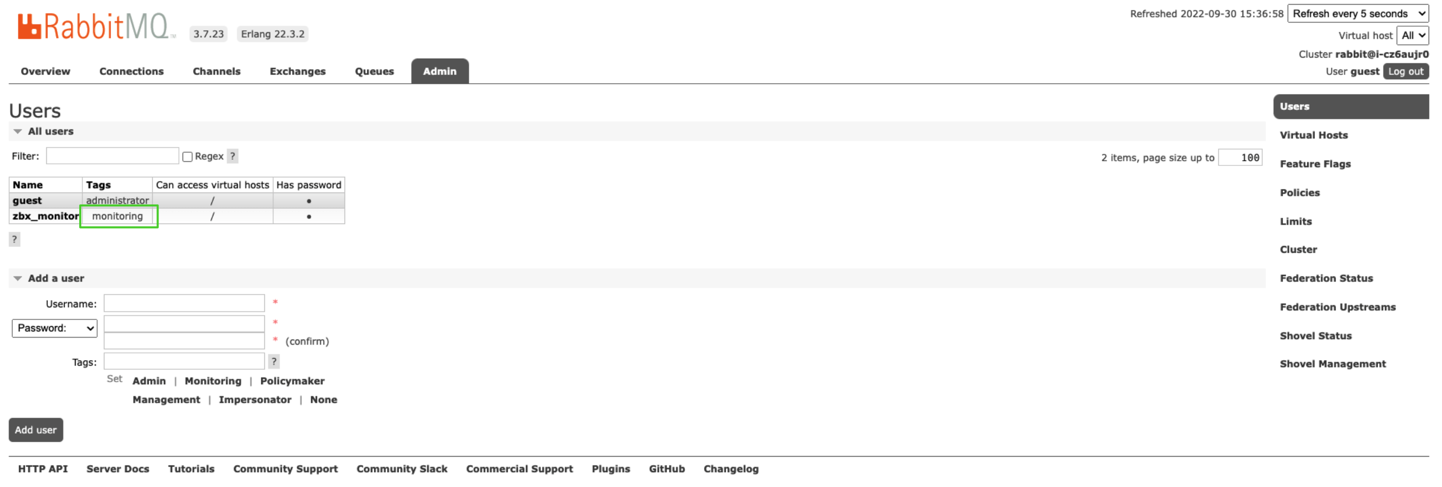 RabbitMQ 用户